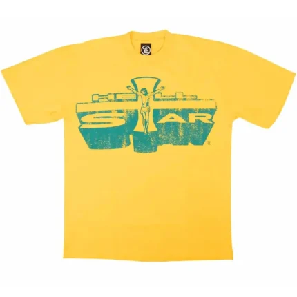 Hellstar Studios Jesus Emblem Short Sleeve Tee Shirt Yellow